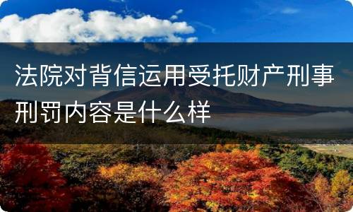 法院对背信运用受托财产刑事刑罚内容是什么样