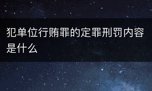 犯单位行贿罪的定罪刑罚内容是什么