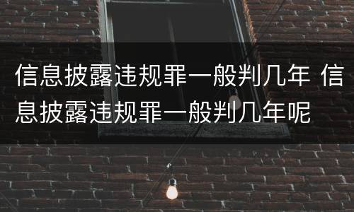 信息披露违规罪一般判几年 信息披露违规罪一般判几年呢
