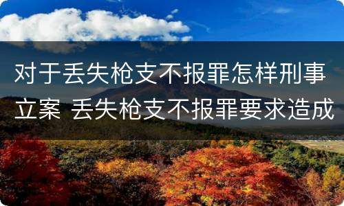 对于丢失枪支不报罪怎样刑事立案 丢失枪支不报罪要求造成了严重后果的才构成犯罪