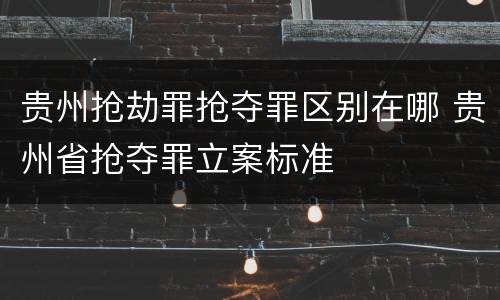 贵州抢劫罪抢夺罪区别在哪 贵州省抢夺罪立案标准