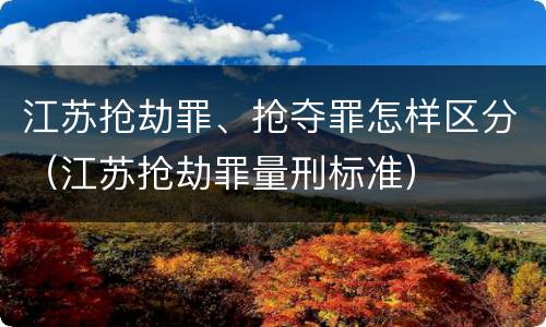 江苏抢劫罪、抢夺罪怎样区分（江苏抢劫罪量刑标准）