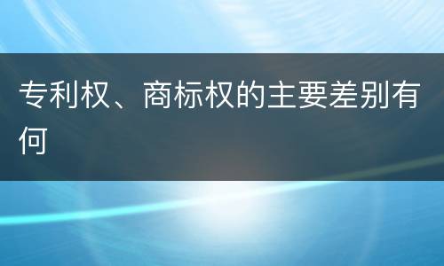 专利权、商标权的主要差别有何