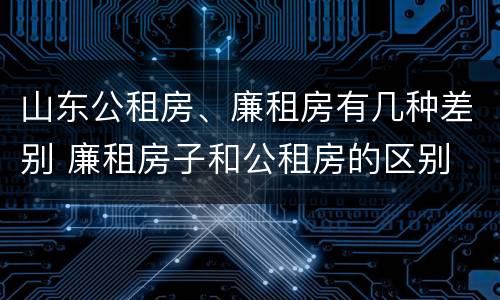 山东公租房、廉租房有几种差别 廉租房子和公租房的区别