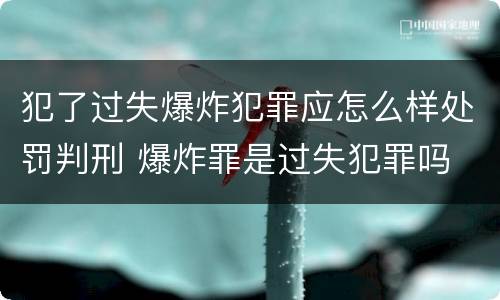 犯了过失爆炸犯罪应怎么样处罚判刑 爆炸罪是过失犯罪吗