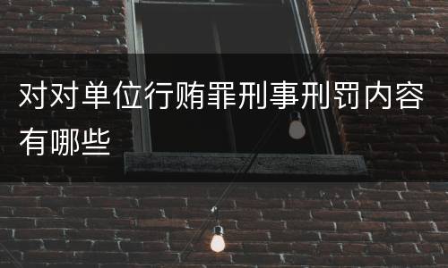 对对单位行贿罪刑事刑罚内容有哪些