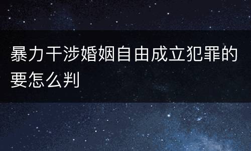 暴力干涉婚姻自由成立犯罪的要怎么判