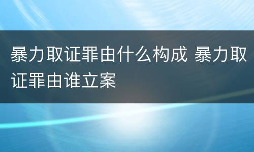 暴力取证罪由什么构成 暴力取证罪由谁立案