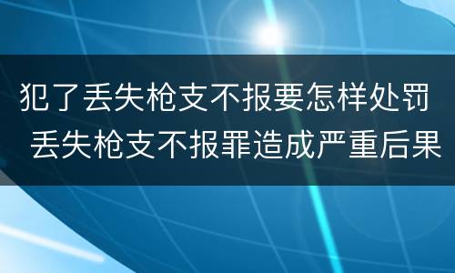 犯了丢失枪支不报要怎样处罚 丢失枪支不报罪造成严重后果