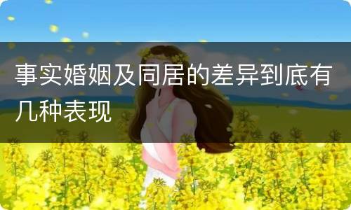 事实婚姻及同居的差异到底有几种表现