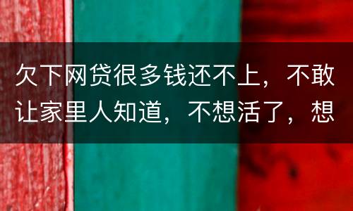 欠下网贷很多钱还不上，不敢让家里人知道，不想活了，想一死了之