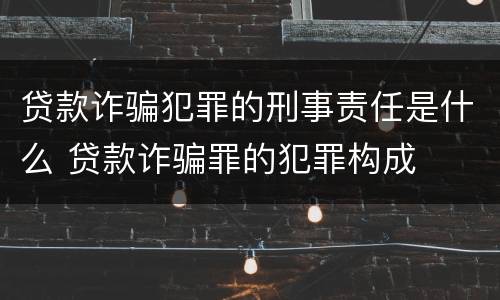 贷款诈骗犯罪的刑事责任是什么 贷款诈骗罪的犯罪构成