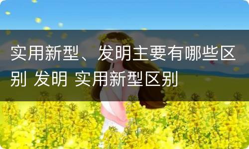 实用新型、发明主要有哪些区别 发明 实用新型区别