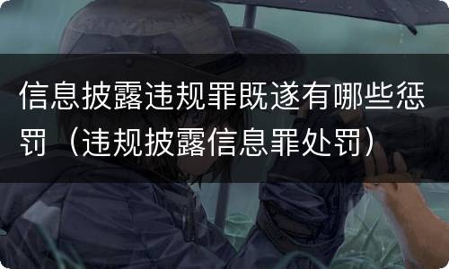 信息披露违规罪既遂有哪些惩罚（违规披露信息罪处罚）