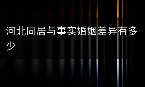 河北同居与事实婚姻差异有多少