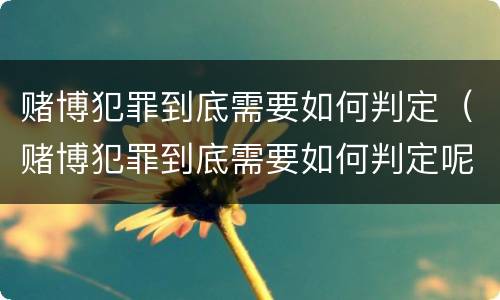 赌博犯罪到底需要如何判定（赌博犯罪到底需要如何判定呢）