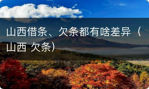 山西借条、欠条都有啥差异（山西 欠条）