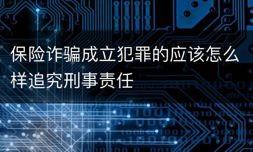 保险诈骗成立犯罪的应该怎么样追究刑事责任