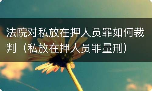 法院对私放在押人员罪如何裁判（私放在押人员罪量刑）