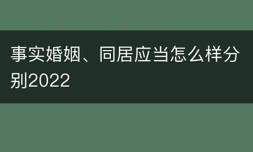 事实婚姻、同居应当怎么样分别2022