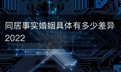 同居事实婚姻具体有多少差异2022
