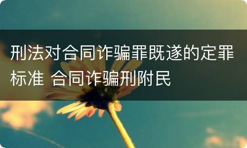 刑法对合同诈骗罪既遂的定罪标准 合同诈骗刑附民