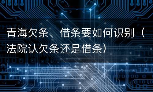 青海欠条、借条要如何识别（法院认欠条还是借条）