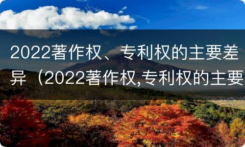 2022著作权、专利权的主要差异（2022著作权,专利权的主要差异有哪些）