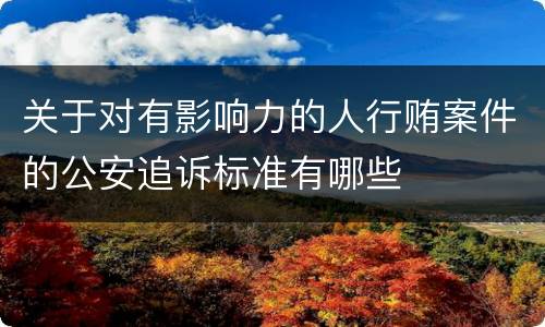 关于对有影响力的人行贿案件的公安追诉标准有哪些