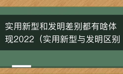 实用新型和发明差别都有啥体现2022（实用新型与发明区别）