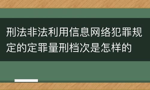 刑法非法利用信息网络犯罪规定的定罪量刑档次是怎样的