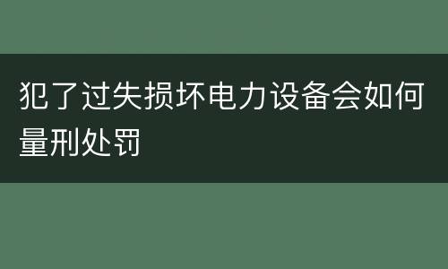 犯了过失损坏电力设备会如何量刑处罚