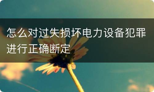 怎么对过失损坏电力设备犯罪进行正确断定