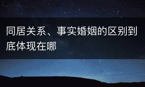 同居关系、事实婚姻的区别到底体现在哪