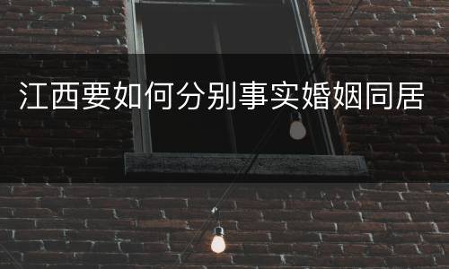 江西要如何分别事实婚姻同居
