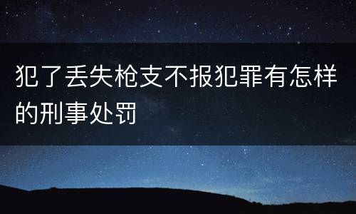 犯了丢失枪支不报犯罪有怎样的刑事处罚