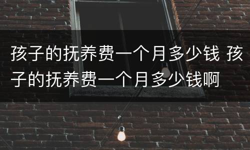 孩子的抚养费一个月多少钱 孩子的抚养费一个月多少钱啊