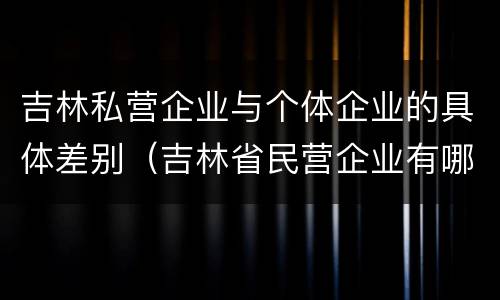 吉林私营企业与个体企业的具体差别（吉林省民营企业有哪些）