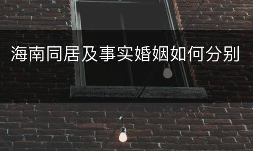 海南同居及事实婚姻如何分别