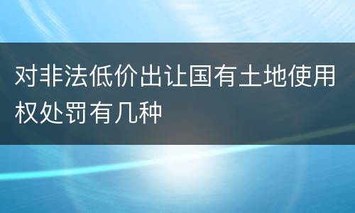 对非法低价出让国有土地使用权处罚有几种