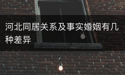 河北同居关系及事实婚姻有几种差异