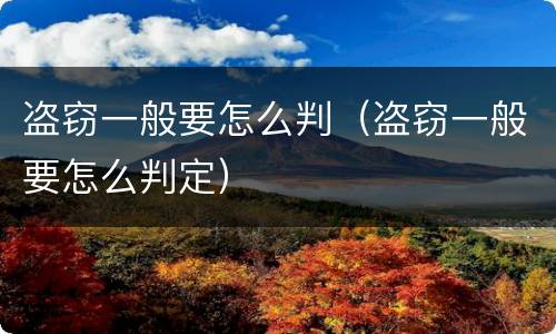 盗窃一般要怎么判（盗窃一般要怎么判定）