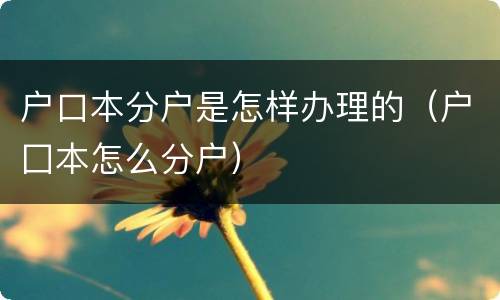 户口本分户是怎样办理的（户囗本怎么分户）