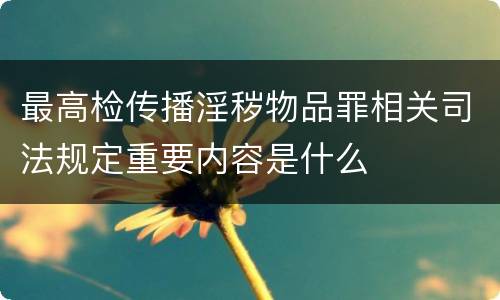 最高检传播淫秽物品罪相关司法规定重要内容是什么