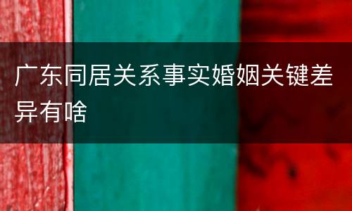 广东同居关系事实婚姻关键差异有啥