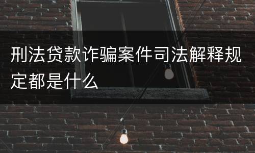 刑法贷款诈骗案件司法解释规定都是什么