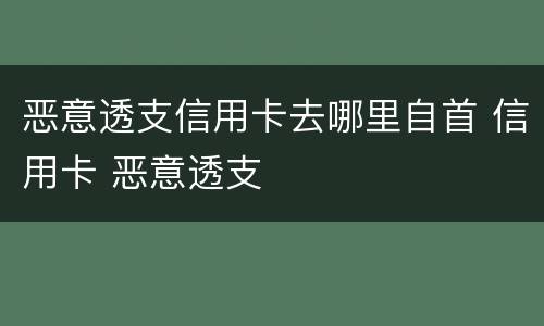 恶意透支信用卡去哪里自首 信用卡 恶意透支