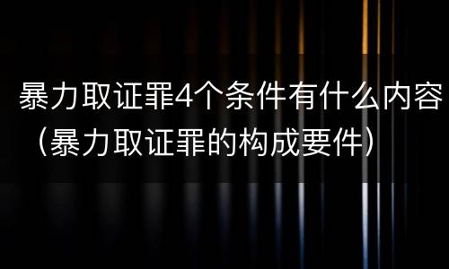 暴力取证罪4个条件有什么内容（暴力取证罪的构成要件）