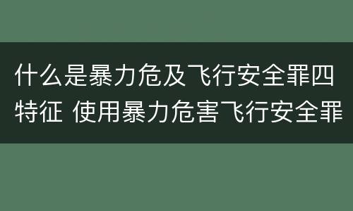 什么是暴力危及飞行安全罪四特征 使用暴力危害飞行安全罪的主要特征