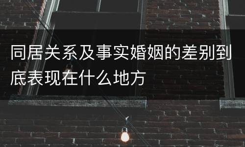 同居关系及事实婚姻的差别到底表现在什么地方